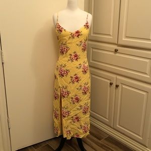 F21 Yellow Floral Spaghetti Strap Sundress- Small